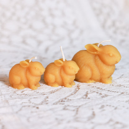 Set of 3 Bunny Candles / Beeswax Candle