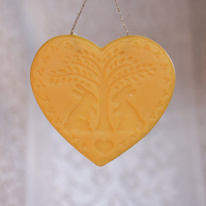 Bunny Heart Ornament / Beeswax Ornament