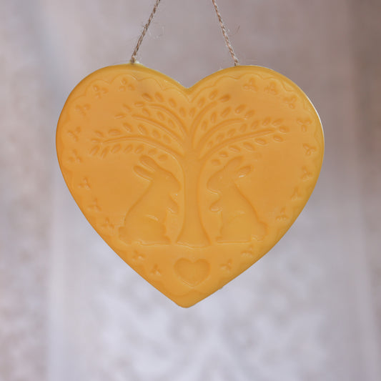 Bunny Heart Ornament / Beeswax Ornament