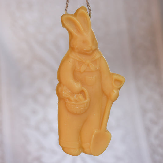 Gardener Bunny Ornament / Beeswax Ornament