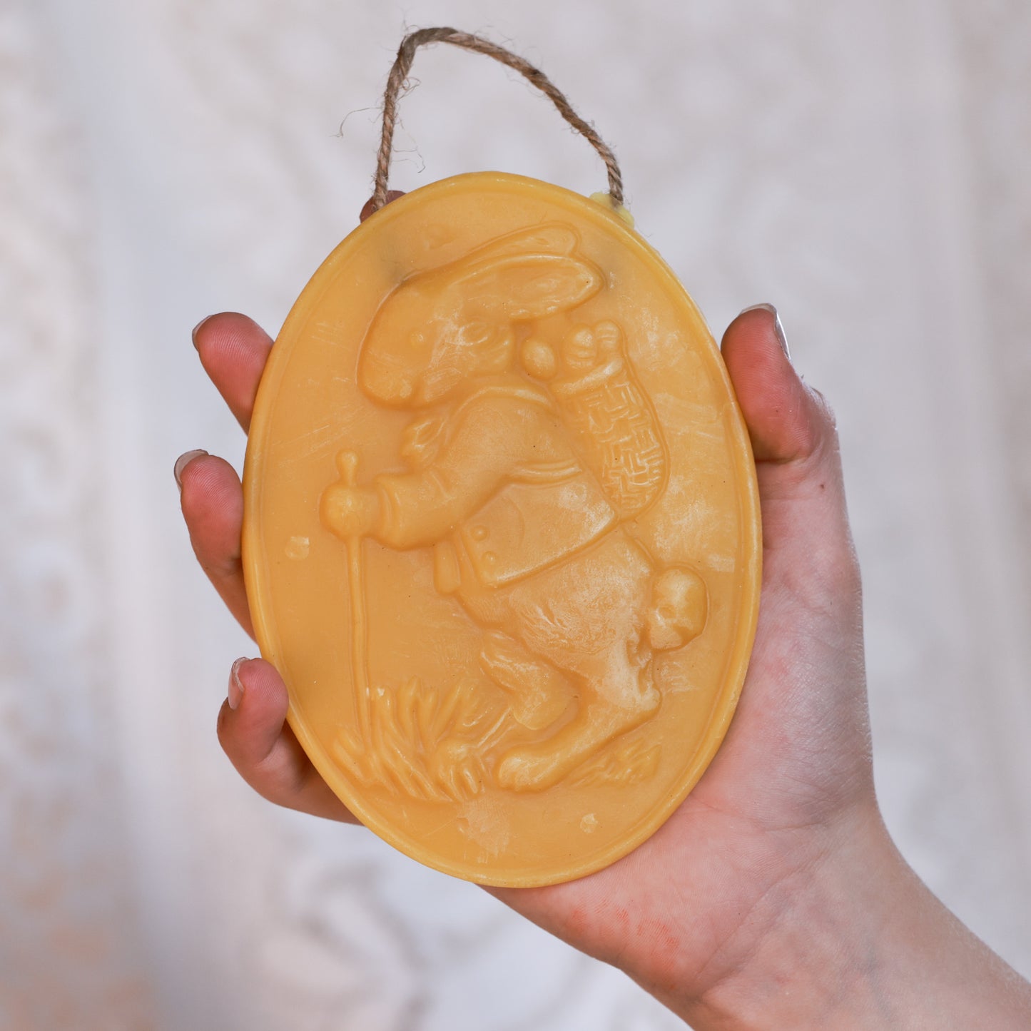 Storybook Bunny Medallion / Beeswax Ornament