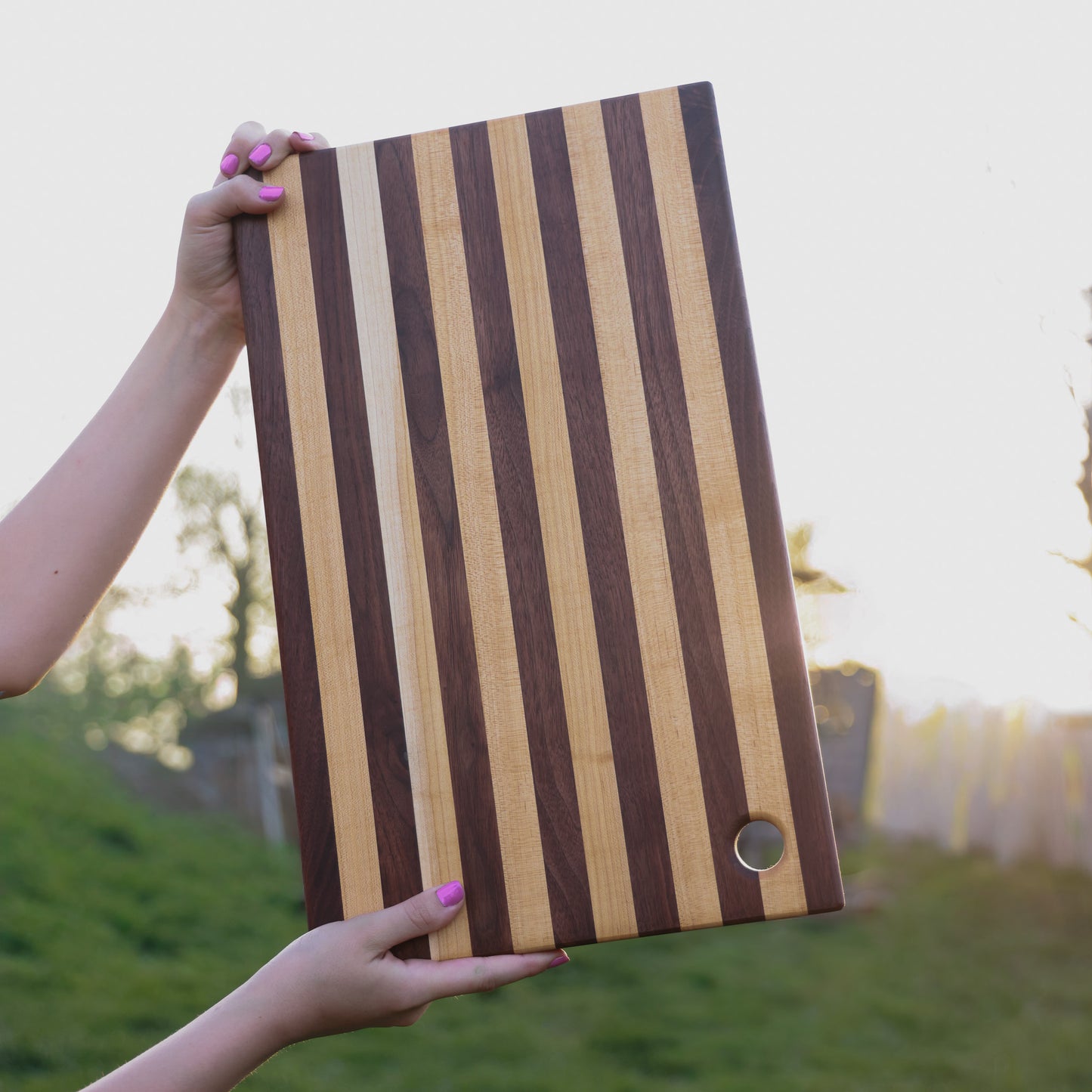 Amish Handmade Walnut & Maple Hardwood Cutting Board | Premium Reversible Butcher Block | Heirloom Kitchen Gift