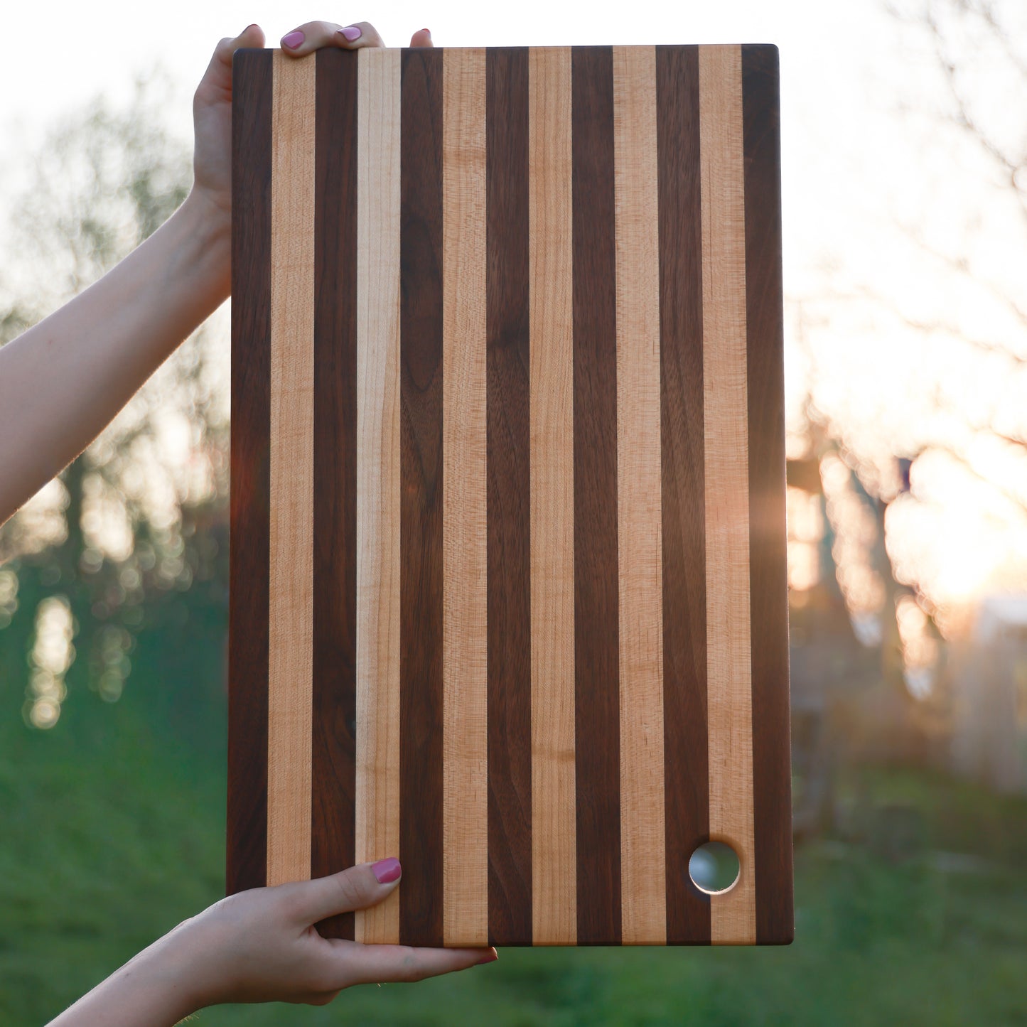 Amish Handmade Walnut & Maple Hardwood Cutting Board | Premium Reversible Butcher Block | Heirloom Kitchen Gift