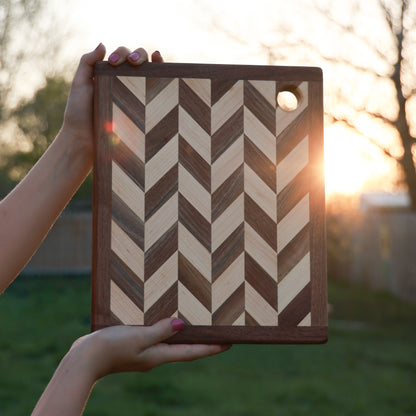 Amish Handmade Herringbone Walnut & Maple Cutting Board - Varying Sizes