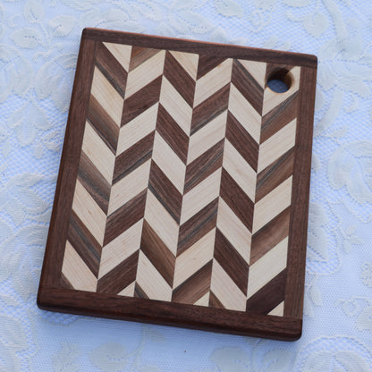 Amish Handmade Herringbone Walnut & Maple Cutting Board - Varying Sizes