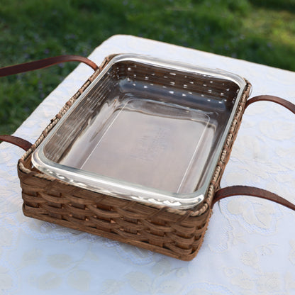 Amish Handmade Casserole Basket with Leather Handles