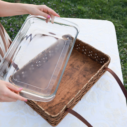 Amish Handmade Casserole Basket with Leather Handles