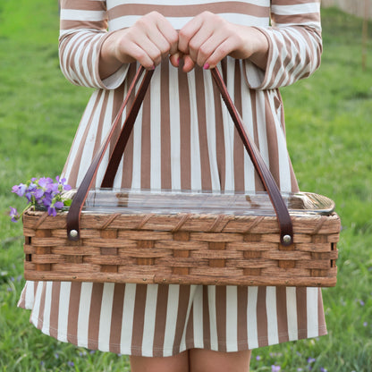 Amish Handmade Casserole Basket with Leather Handles