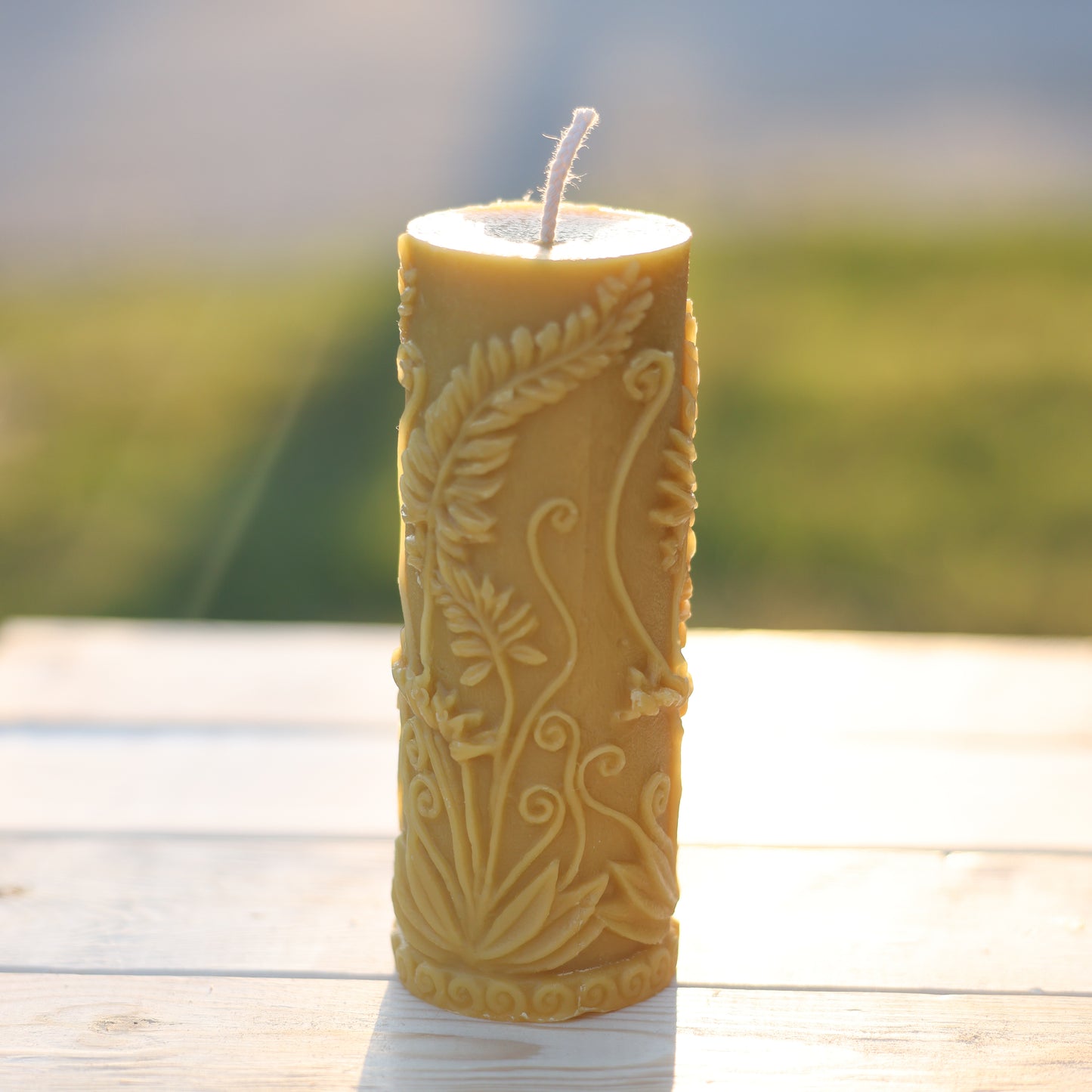 Fern Pillar – Large | Beeswax Candle