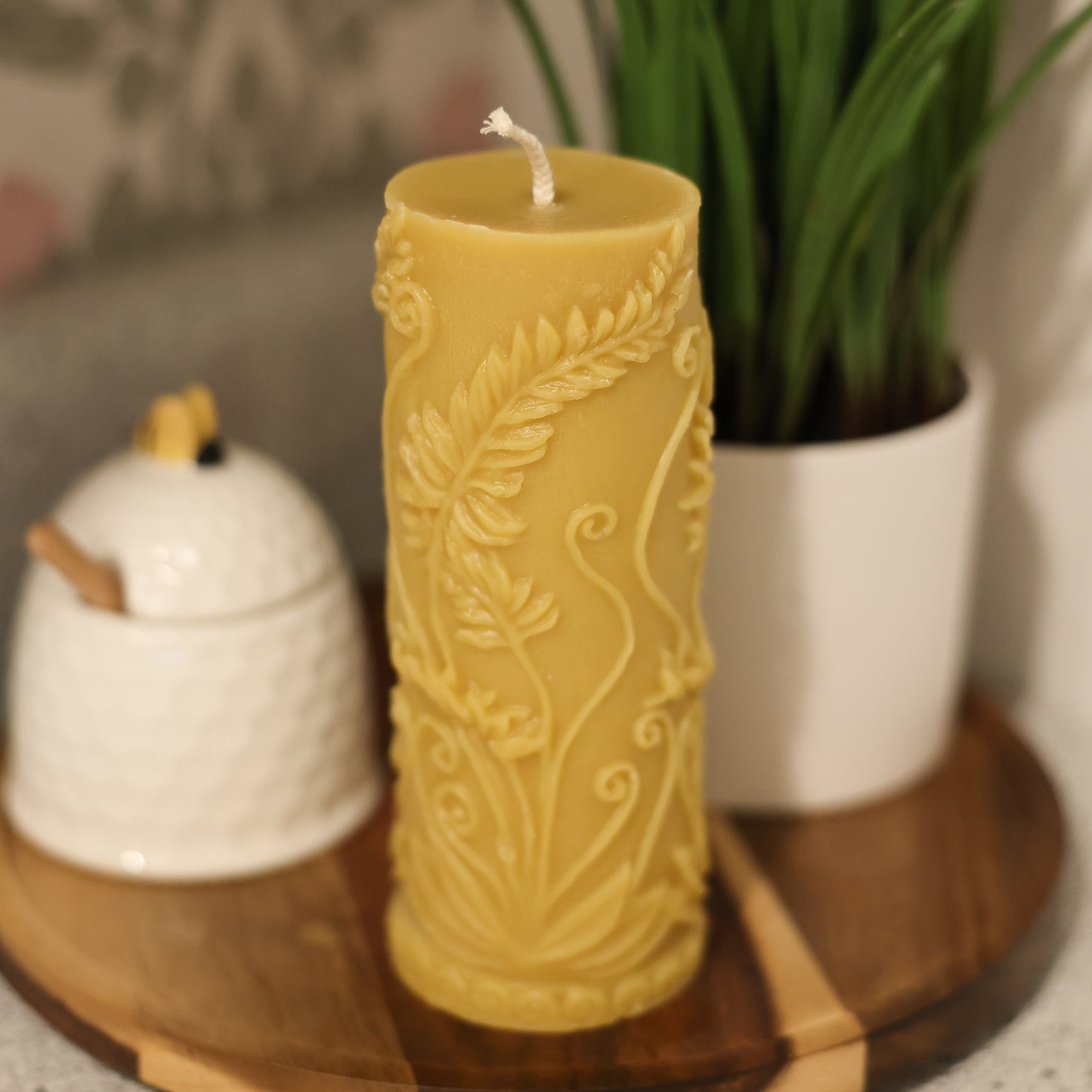 Fern Pillar – Large | Beeswax Candle