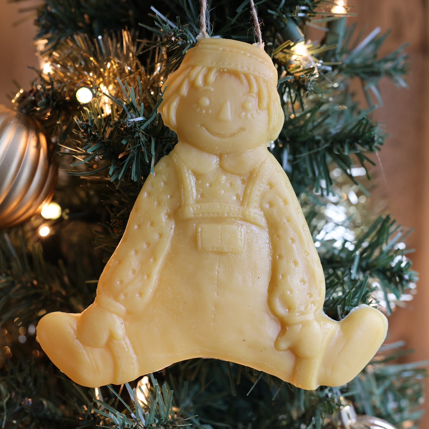 Raggedy Andy Beeswax Christmas Ornament