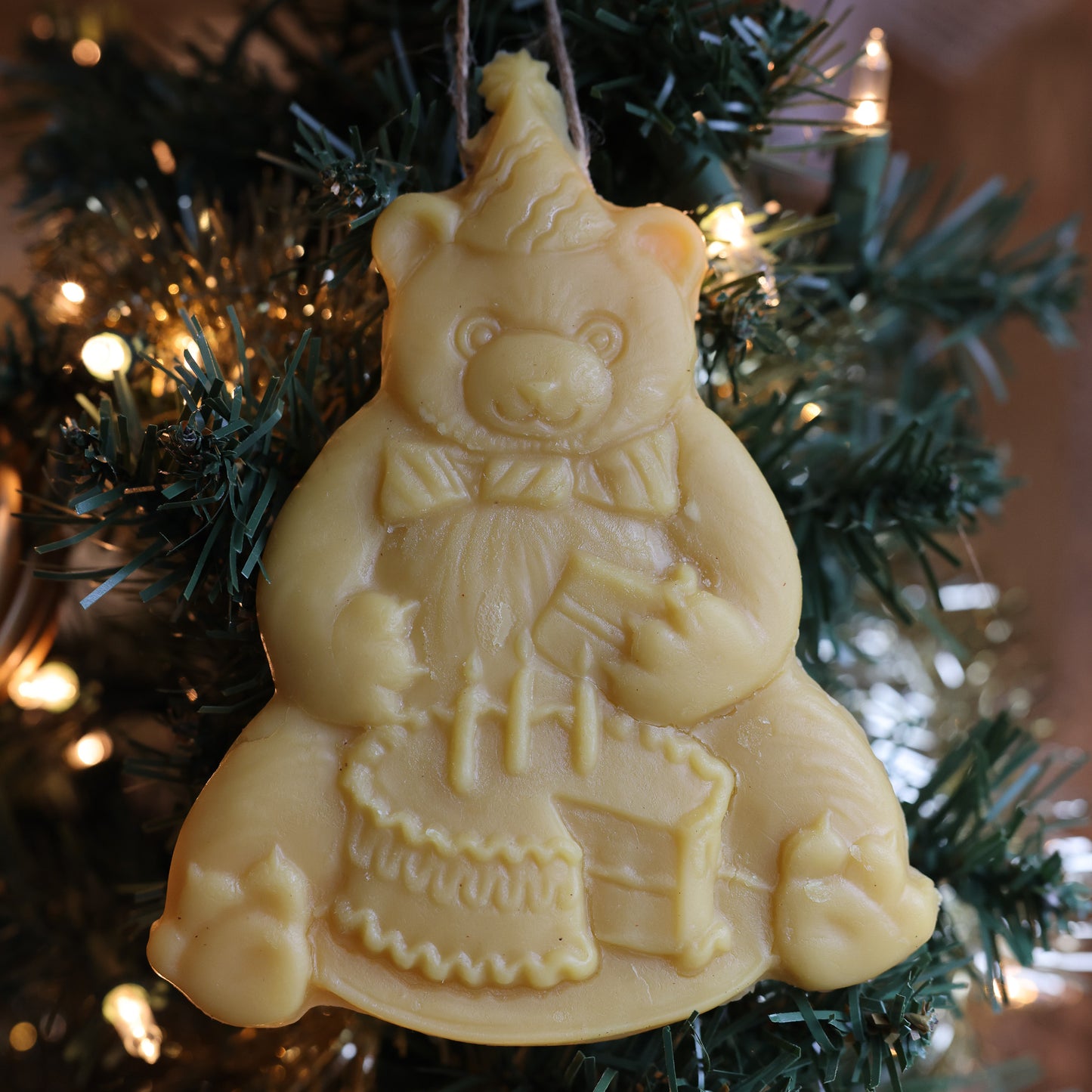 Birthday Bear Beeswax Ornament