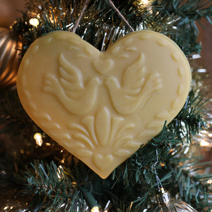 Heart with Doves Beeswax Ornament
