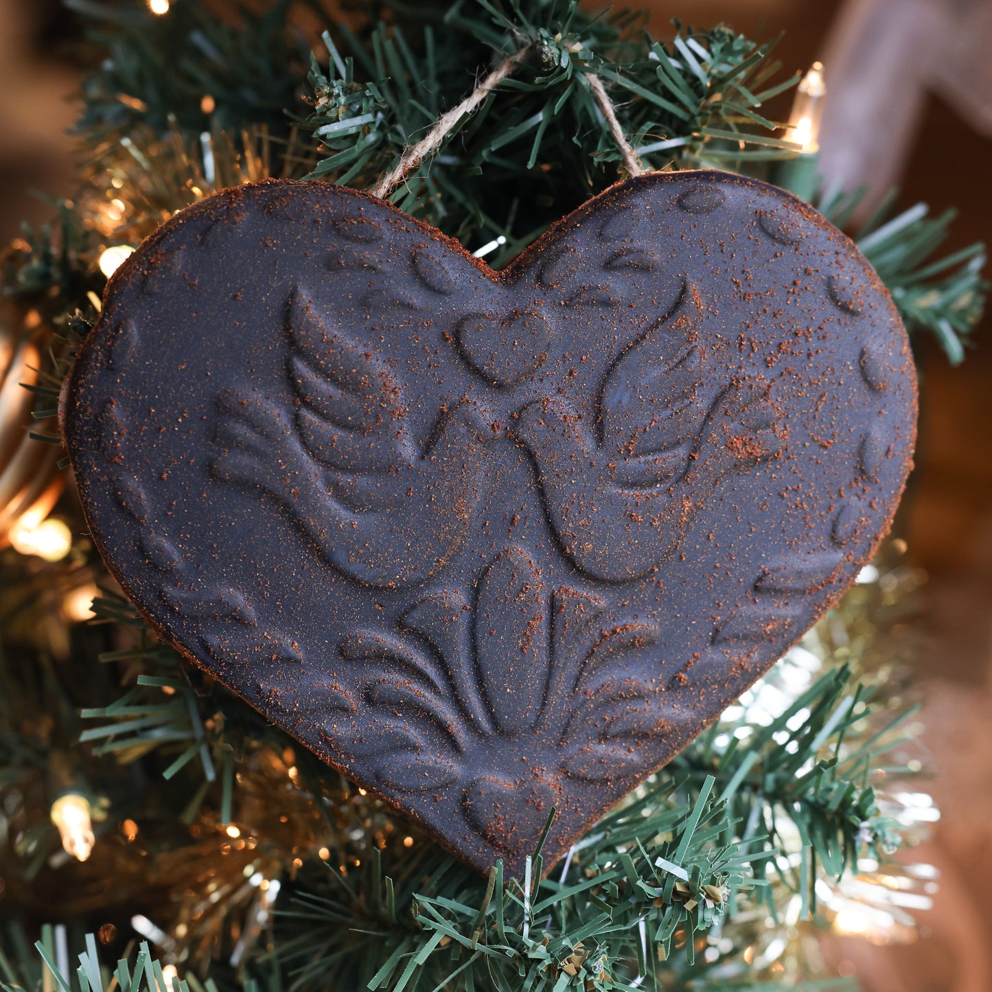 Heart with Doves Beeswax Ornament