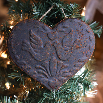 Heart with Doves Beeswax Ornament