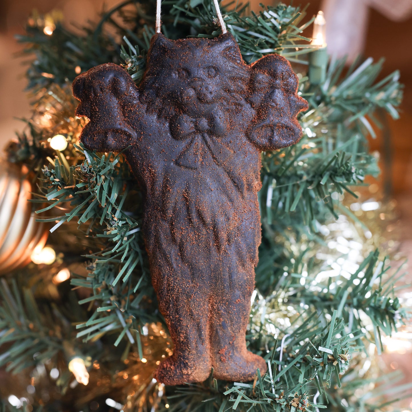 Cat with Bells Beeswax Christmas Ornament