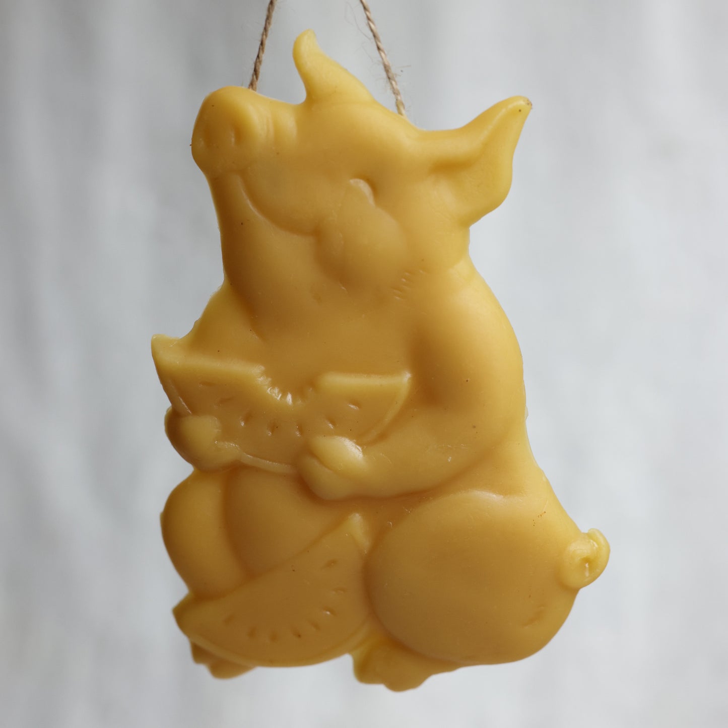 Pig with Watermelon Beeswax Christmas Ornament