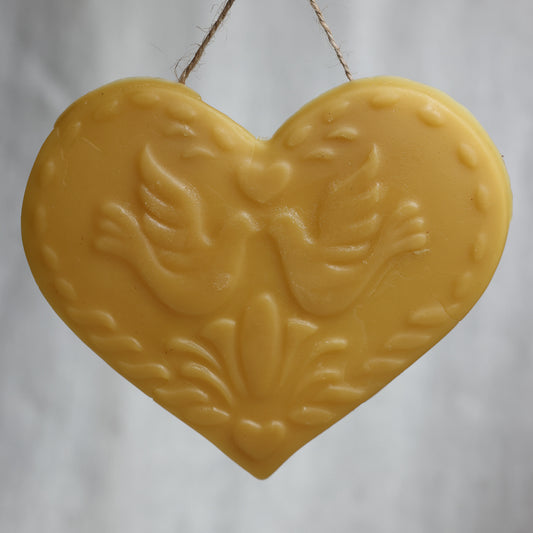 Heart with Doves Beeswax Ornament