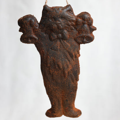 Cat with Bells Beeswax Christmas Ornament