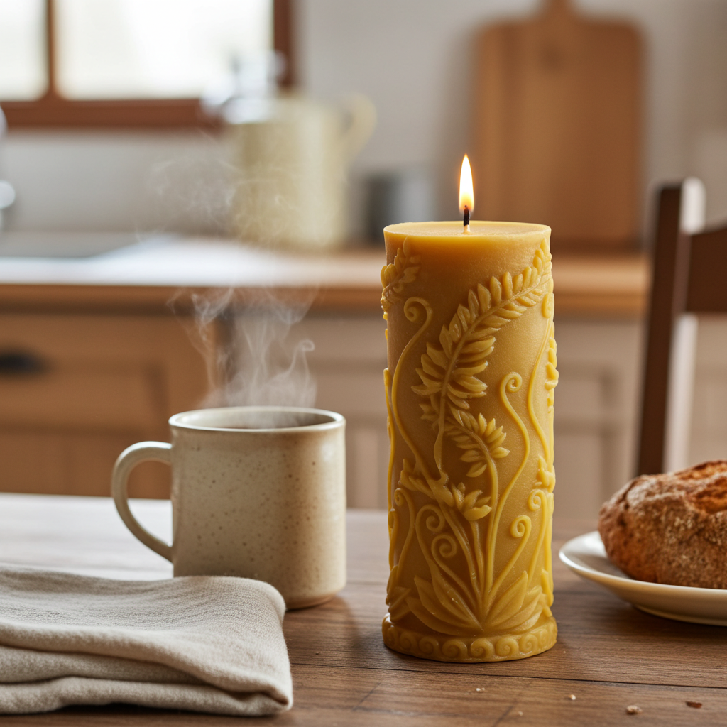 Fern Pillar – Large | Beeswax Candle